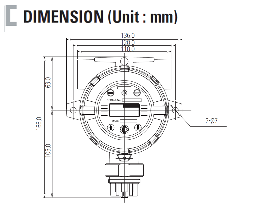 Smart Diffusion Flammable Gas Detector Dimension